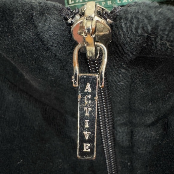 Vintage Y2K Lauren Ralph Lauren Size Large Black Velour Zip Track Jacket Crest - Picture 6 of 6